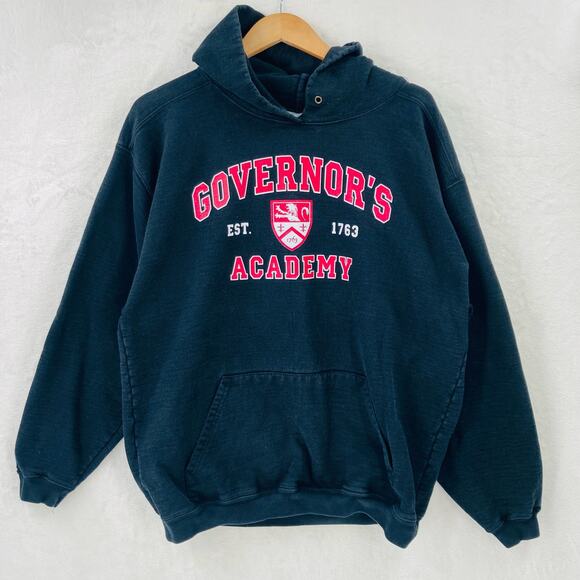 Vintage Governors Academy Hoodie Adult Large Black Cotton Exchange Massachusetts - Picture 1 of 11